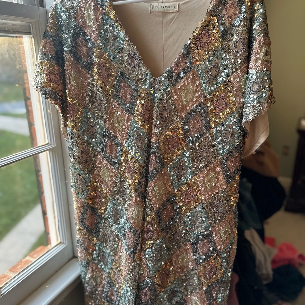 Glamorous Sequin V-Neck Dress